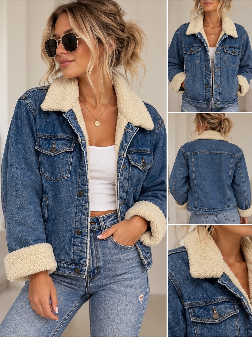 TNA Aritzia Sherpa Lined Denim Jacket – Size Small